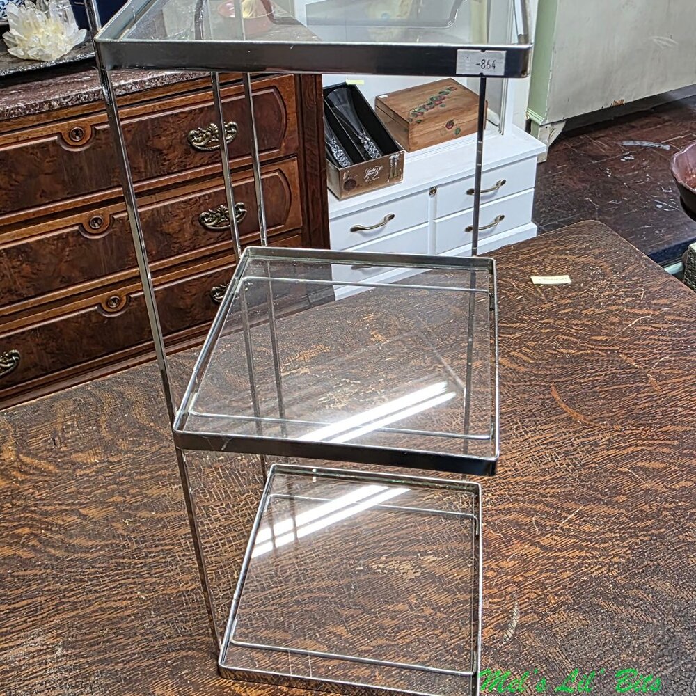Chrome and Glass Kitchen or Bath Corner Shelf